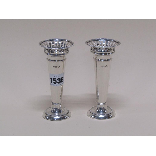 1538 - PAIR OF SILVER POSY VASES