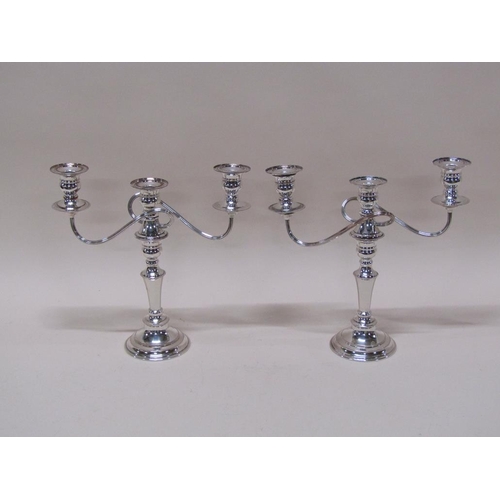 1569 - TWO SILVER PLATED CANDELABRA