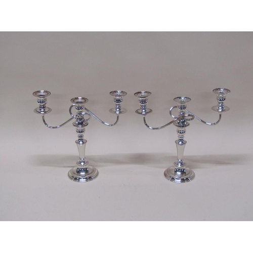 1569 - TWO SILVER PLATED CANDELABRA