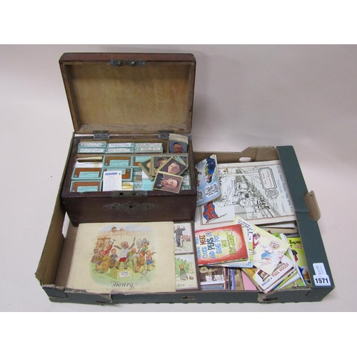 1571 - BOX OF CIGARETTE CARDS, TRADE CARDS ETC