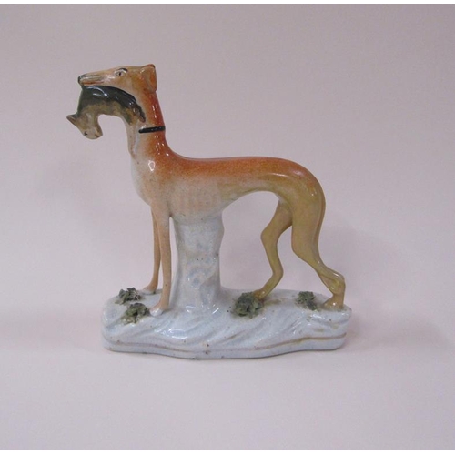 1592 - VICTORIAN STAFFORDSHIRE GREYHOUND 15cms  H