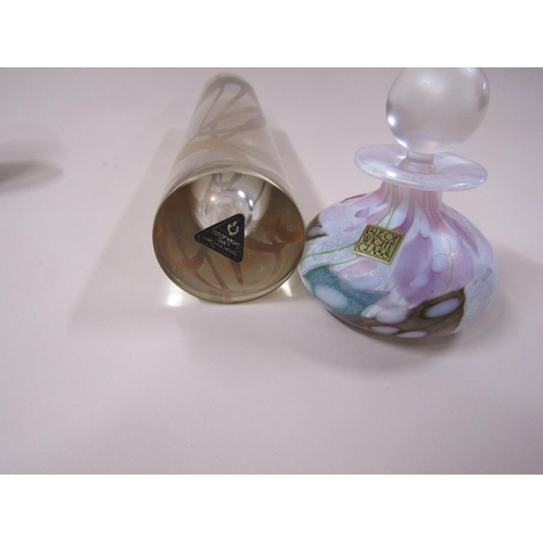 1601 - COLLECTION OF ISLE OF WIGHT ART GLASS SCENT BOTTLE, PAPERWEIGHT AND VASE (25cms H)