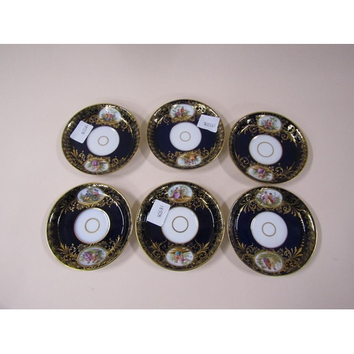 1605 - SET OF EARLY 20c VIENNA STYLE PORCELAIN CUPS (6.5cms H) AND SAUCERS