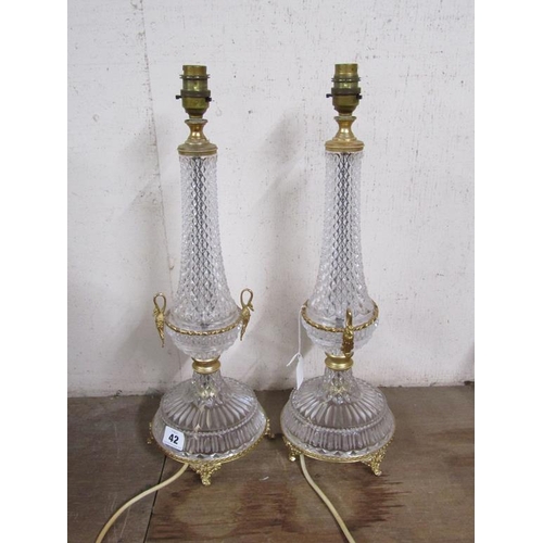 42 - GILT AND CRYSTAL TABLE LAMPS