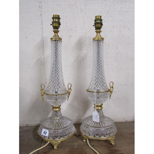 42 - GILT AND CRYSTAL TABLE LAMPS