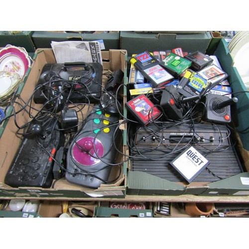 262 - VINTAGE ATARI GAME SYSTEM WITH JOYSTICKS AND GAMES; SEGA MEGA DRIVE AND GAMES; ACCESSORIES AND CONTR... 