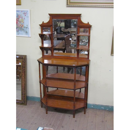 1708 - LATE VICTORIAN SATINWOOD MIRROR BACK SIDEBOARD 92 x 75 cms