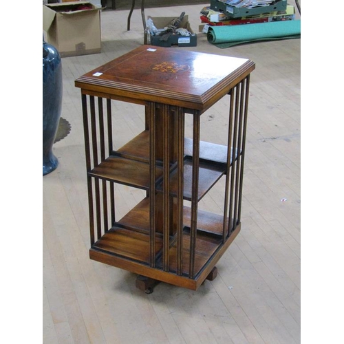 1709 - FIGURED WALNUT VENEERED REVOLVING BOOKSTAND 47 x 86 cms