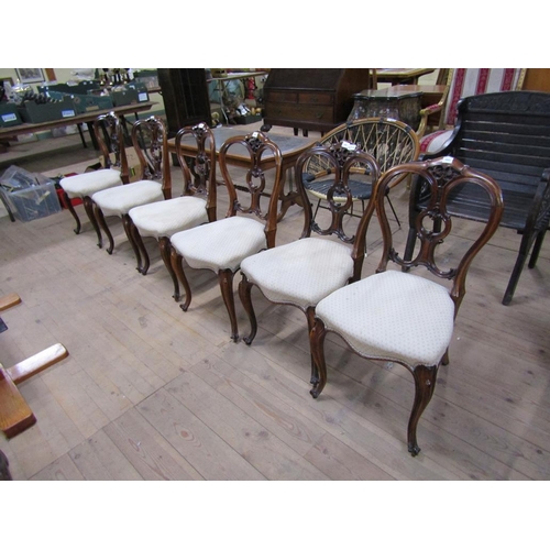 1716 - SET OF SIX MID VICTORIAN WALNUT DINING CHAIRS