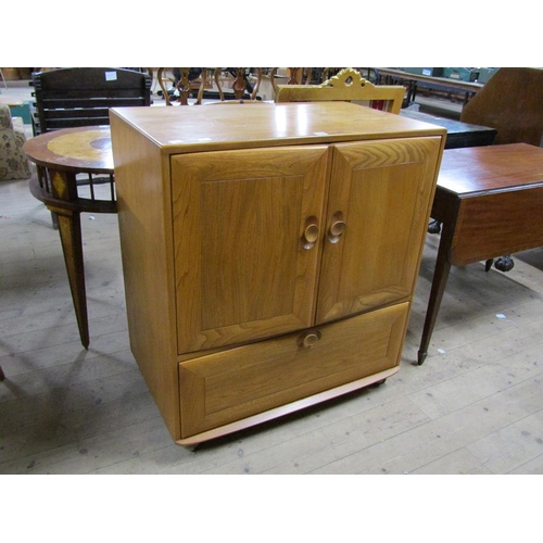 1729 - ERCOL TEAK TV CABINET 86cms W x 95cms H