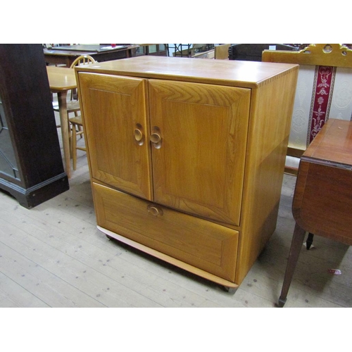 1729 - ERCOL TEAK TV CABINET 86cms W x 95cms H