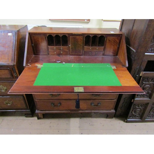 1735 - 19c MAHOGANY BUREAU WITH FALL FRONT AND FITTED INTERIOR OVER FOUR LONG GRADUATED DRAWERS 102 x 109 c... 