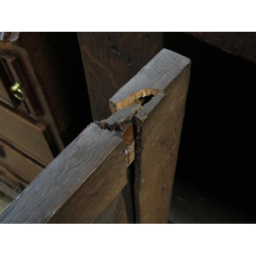 1736 - PERIOD OAK CUPBOARD WITH CARVED PANELS TO THE UPPER AND LOWER CUPBOARD - 110cms W x 140cms H