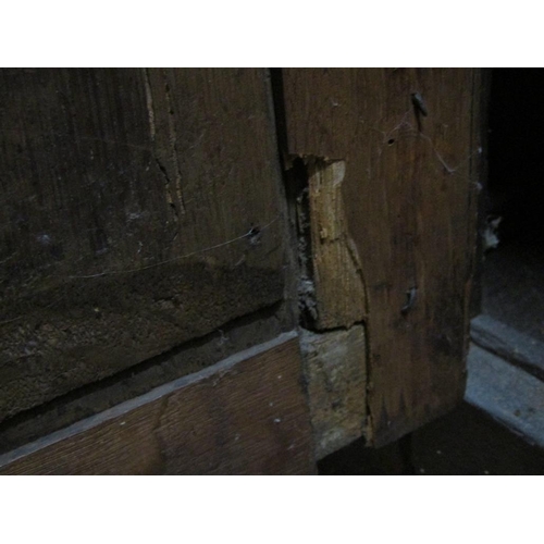 1736 - PERIOD OAK CUPBOARD WITH CARVED PANELS TO THE UPPER AND LOWER CUPBOARD - 110cms W x 140cms H