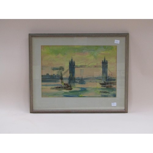 1159A - OLIVER BRABBINS - TOWER BRIDGE, WATERCOLOUR, F/G,  34CM X 48CM