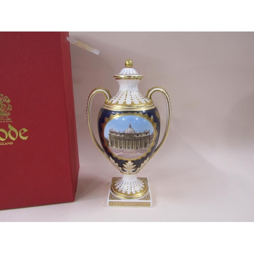 1654 - SPODE COMMEMORATIVE VASE AND COVER, POPE JOHN PAUL II, IN PRESENTATION BOX, 30CM H