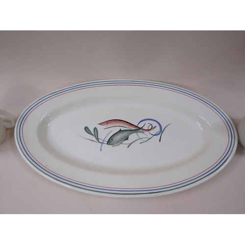 1658 - SUSIE COOPER FISH PLATTER, 54CM W; TWO JUGS