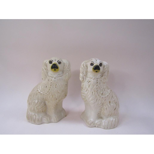 1659 - PAIR OF STAFFORDSHIRE SPANIELS, 30CM H