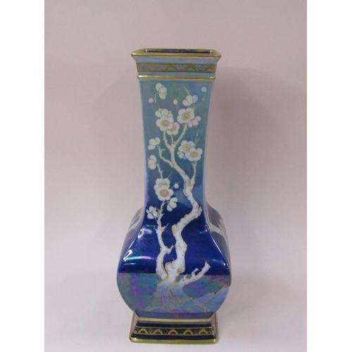 1684 - ART DECO SHELLEY LUSTRE VASE DECORATED WITH TREES AND BLOSSOM IN ORIENTAL STYLE, 34CM H