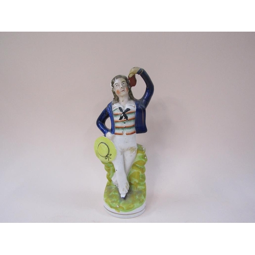 1691 - 19C STAFFORDSHIRE FIGURE OF A SAILOR, A/F, 23CM H