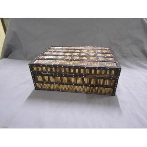 1327 - QUILLWORK BOX AND COVER, 29CM W