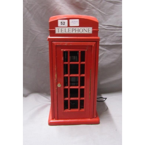 52 - NOVELTY TELEPHONE BOX AND TELEPHONE