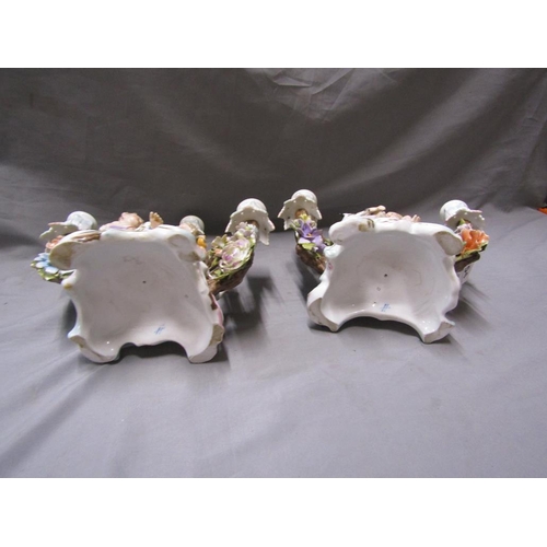 54 - PAIR OF CONTINENTAL PORCELAIN FIGURATIVE CANDELABRA A/F