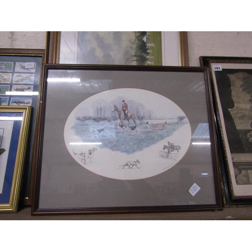 160 - COLLECTION OF PICTURES AND PRINTS TO INCL HUNTING