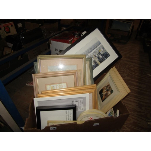 274 - QTY OF PRINTS AND FRAMES