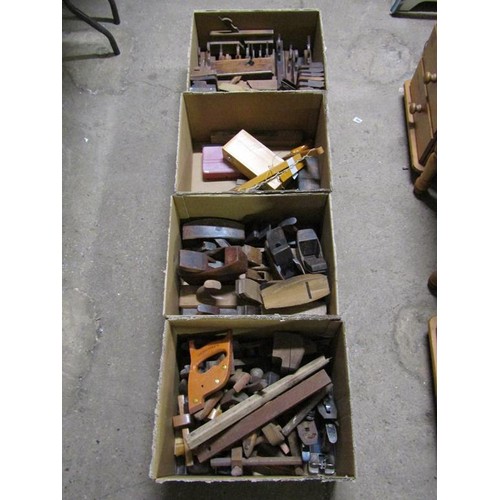 934 - FOUR BOXES OF WOODWORKING PLANES ETC