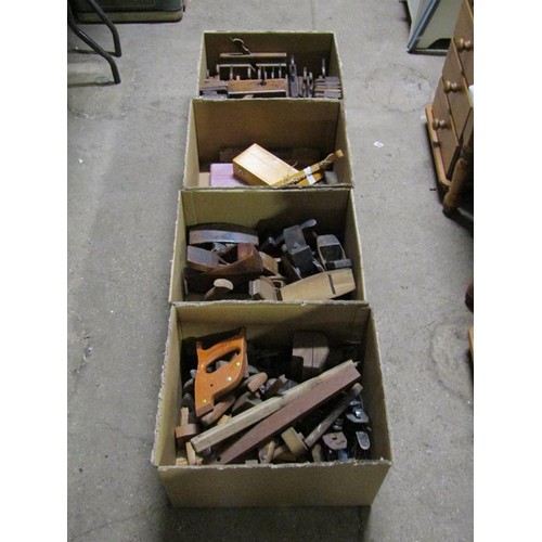 934 - FOUR BOXES OF WOODWORKING PLANES ETC