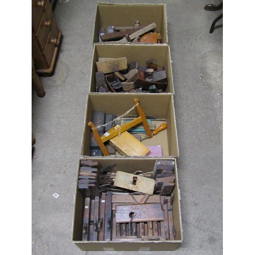 934 - FOUR BOXES OF WOODWORKING PLANES ETC