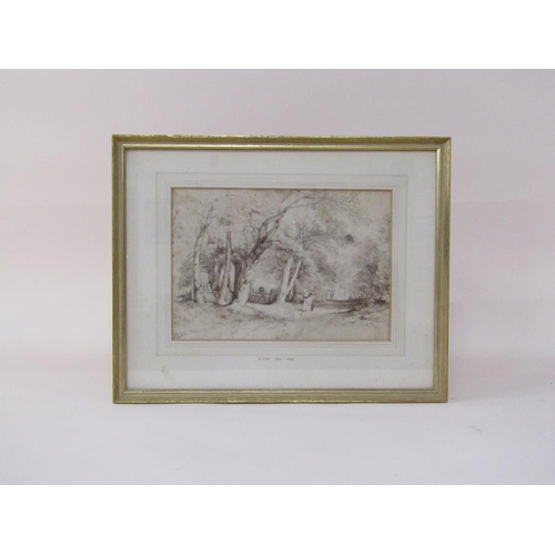 1232 - In the manner of David Cox, and signed 'D Cox 30' - Country scene with figure leaning on a gateway, ... 