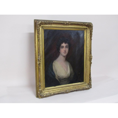 1260 - Unsigned English school, 19c - Portrait of a lady, oil on canvas, framed, 75cm x 60cm.