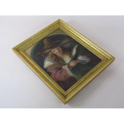 1261 - Catherine King 1798/1819 - Mini Isabelle Wig, painting of a lady in mid European costume with a wide... 