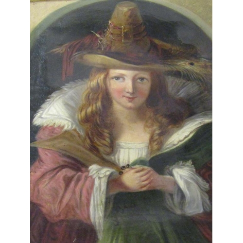 1261 - Catherine King 1798/1819 - Mini Isabelle Wig, painting of a lady in mid European costume with a wide... 