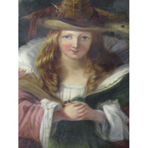 1261 - Catherine King 1798/1819 - Mini Isabelle Wig, painting of a lady in mid European costume with a wide... 