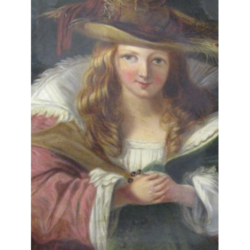 1261 - Catherine King 1798/1819 - Mini Isabelle Wig, painting of a lady in mid European costume with a wide... 