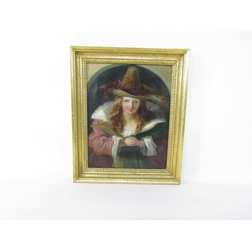 1261 - Catherine King 1798/1819 - Mini Isabelle Wig, painting of a lady in mid European costume with a wide... 