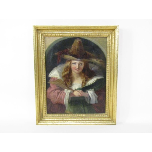 1261 - Catherine King 1798/1819 - Mini Isabelle Wig, painting of a lady in mid European costume with a wide... 