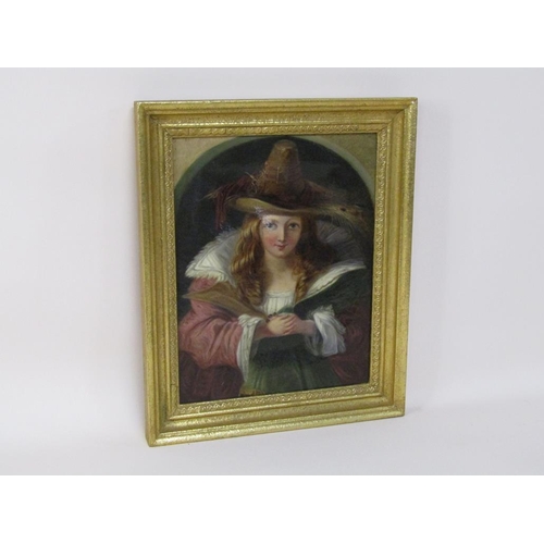 1261 - Catherine King 1798/1819 - Mini Isabelle Wig, painting of a lady in mid European costume with a wide... 