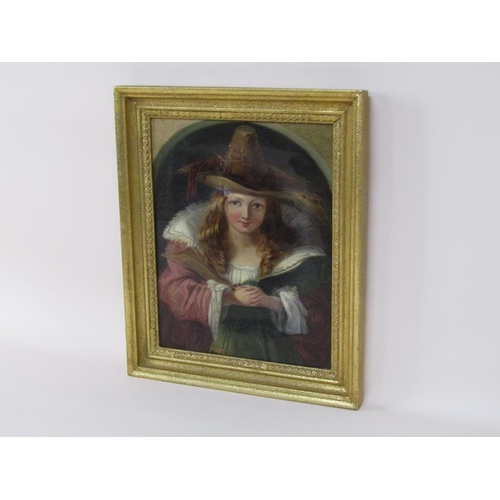 1261 - Catherine King 1798/1819 - Mini Isabelle Wig, painting of a lady in mid European costume with a wide... 