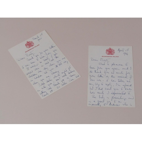 1320 - H.W Queen Elizabeth II - Two hand written and signed letters to Mrs Montaudon Smith, French teacher,... 