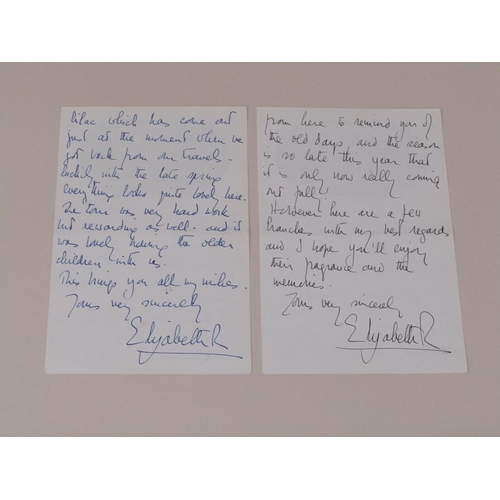 1322 - H.M Queen Elizabeth II - Two hand written and signed letters from Mrs Montaudon Smith, French teache... 