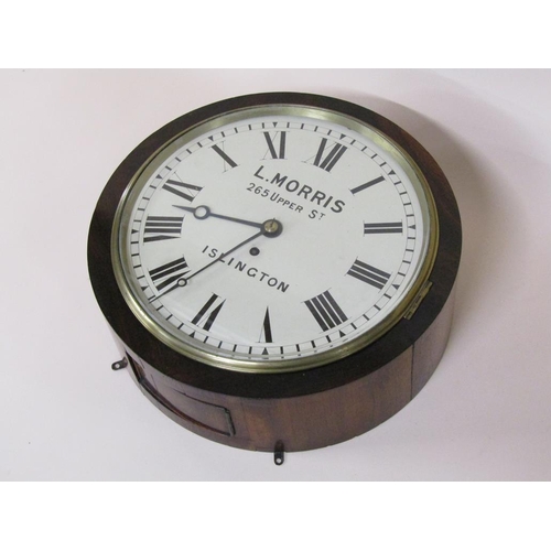 A Late 19c English Dial Clock, The Flat 30cm Diam. White Painted Dial 