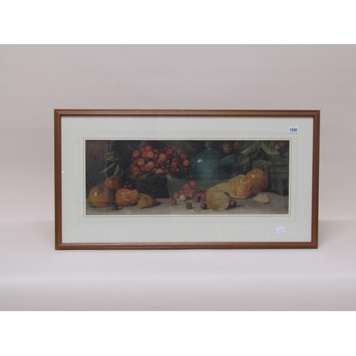 1230 - T IVETLEY - STILL LIFE, FRUIT, WATERCOLOUR, F/G, 28CM X 73CM