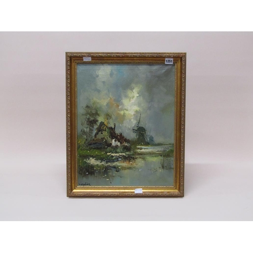 1251 - ZEGELING - COTTAGES AND WINDMILLS, SIGNED OIL ON CANVAS, FRAMED, 49CMX 39CM