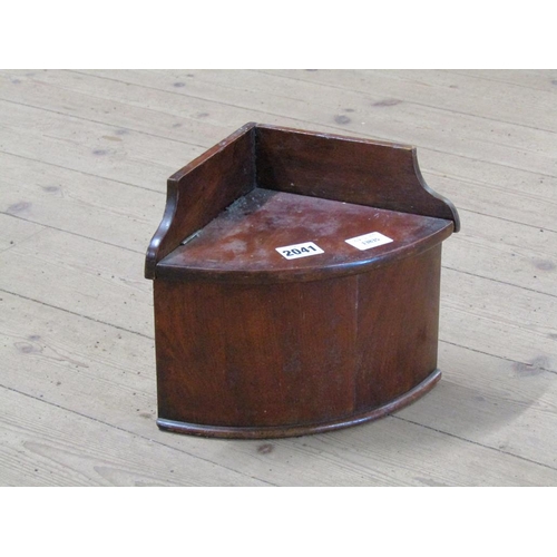 2041 - 19c MAHOGANY SMALL CORNER CUPBOARD WITH LIFT UP TOP 26 x 20 H cms