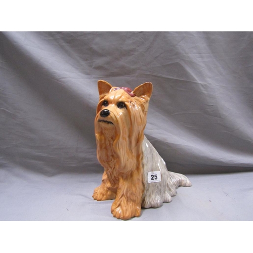 25 - LARGE BESWICK FIRESIDE YORKSHIRE TERRIER DOG, A/F