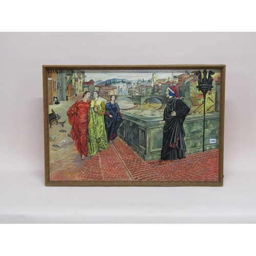 1202 - J.W GLEGHORN - 'DANTE & BEATRICE' SIGNED, OIL ON BOARD, FRAMED, 60CM X 90CM